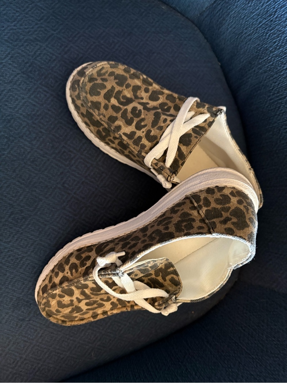 Women's Leopard Print Slip-On Sneakers with White Laces